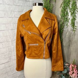 NEW Camel Suede Moto Jacket